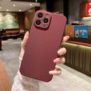 Kevlar Carbon Fiber Texture Protective Phone Case For iPhone 13(Wine Red)