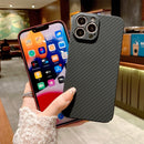 Kevlar Carbon Fiber Texture Protective Phone Case For iPhone 13(Grey)