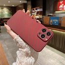 Kevlar Carbon Fiber Texture Protective Phone Case For iPhone 13(Wine Red)