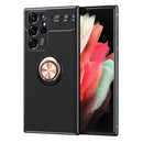 For Samsung Galaxy S22 Ultra 5G Metal Ring Holder TPU Phone Case(Black+Rose Gold)