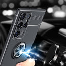 For Samsung Galaxy S22 Ultra 5G Metal Ring Holder TPU Phone Case(Black+Rose Gold)