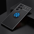 For Samsung Galaxy S22 Ultra 5G Metal Ring Holder TPU Phone Case(Black+Blue)