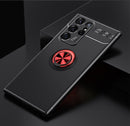For Samsung Galaxy S22 Ultra 5G Metal Ring Holder TPU Phone Case(Black+Red)