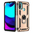 For Motorola Moto E20 / E30 / E40 Shockproof TPU + PC Holder Phone Case(Gold)
