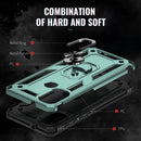 For Motorola Moto E20 / E30 / E40 Shockproof TPU + PC Holder Phone Case(Dark Green)
