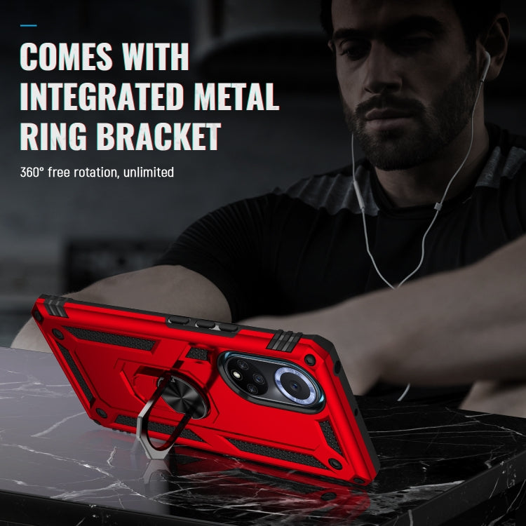 For Huawei nova 9 Shockproof TPU + PC Holder Phone Case(Red)