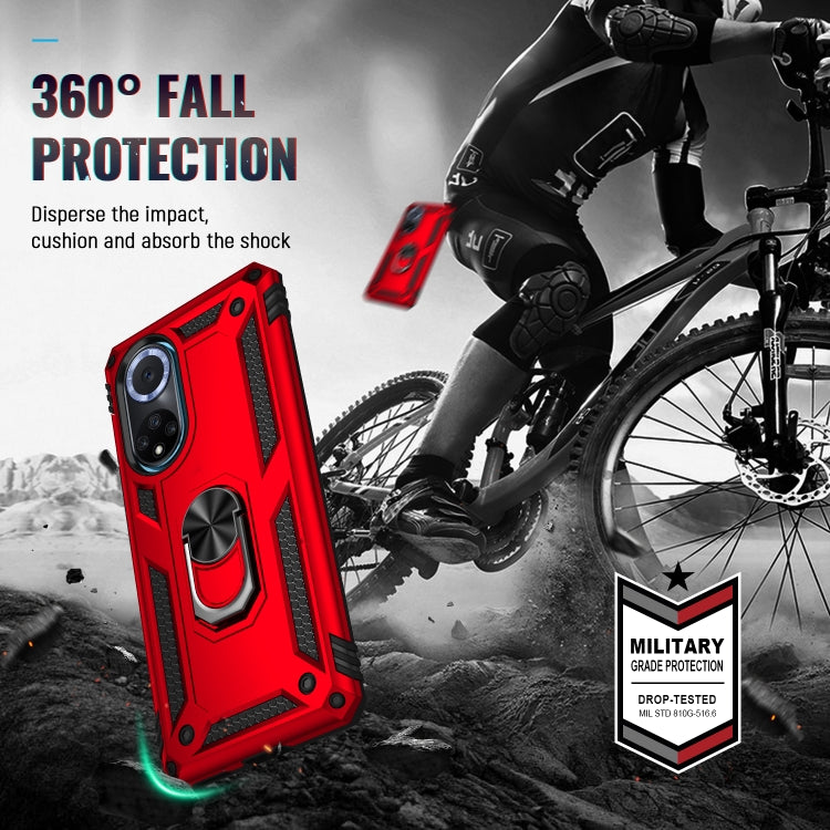 For Huawei nova 9 Shockproof TPU + PC Holder Phone Case(Red)