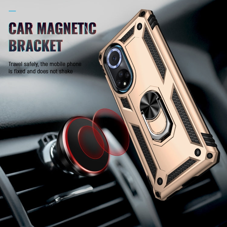 For Huawei nova 9 Shockproof TPU + PC Holder Phone Case(Gold)