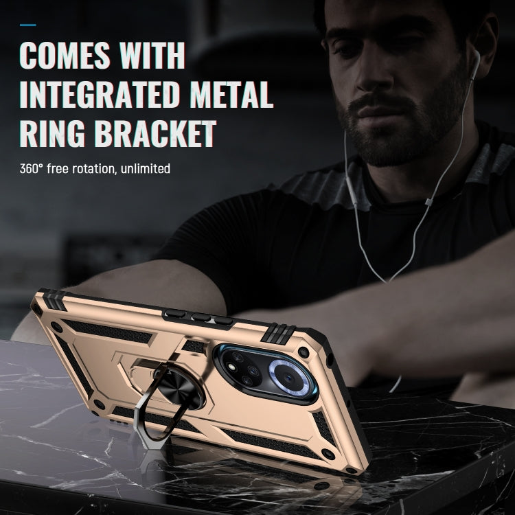 For Huawei nova 9 Shockproof TPU + PC Holder Phone Case(Gold)