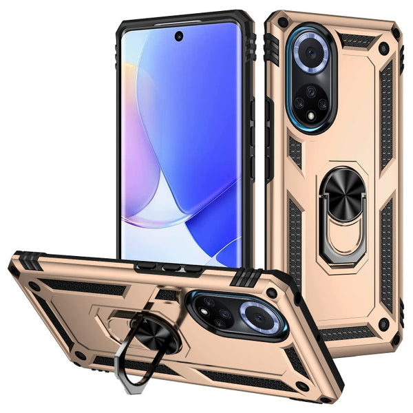 For Huawei nova 9 Shockproof TPU + PC Holder Phone Case(Gold)