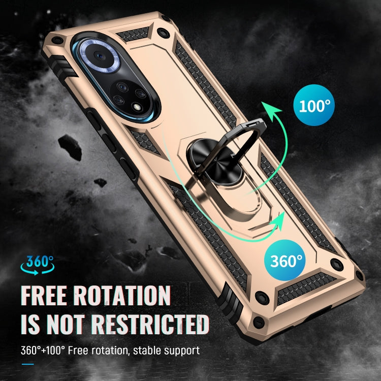 For Huawei nova 9 Shockproof TPU + PC Holder Phone Case(Gold)