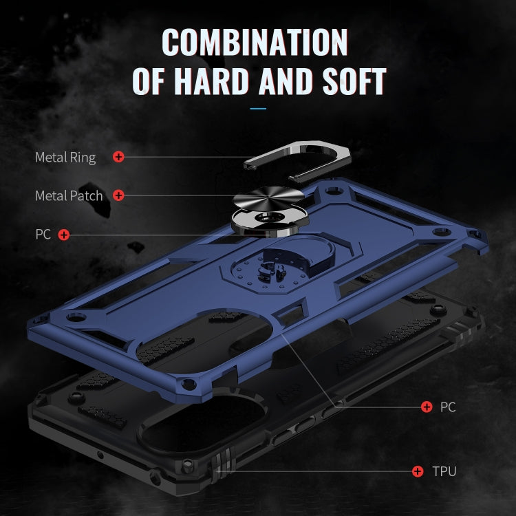 For Huawei nova 9 Shockproof TPU + PC Holder Phone Case(Blue)