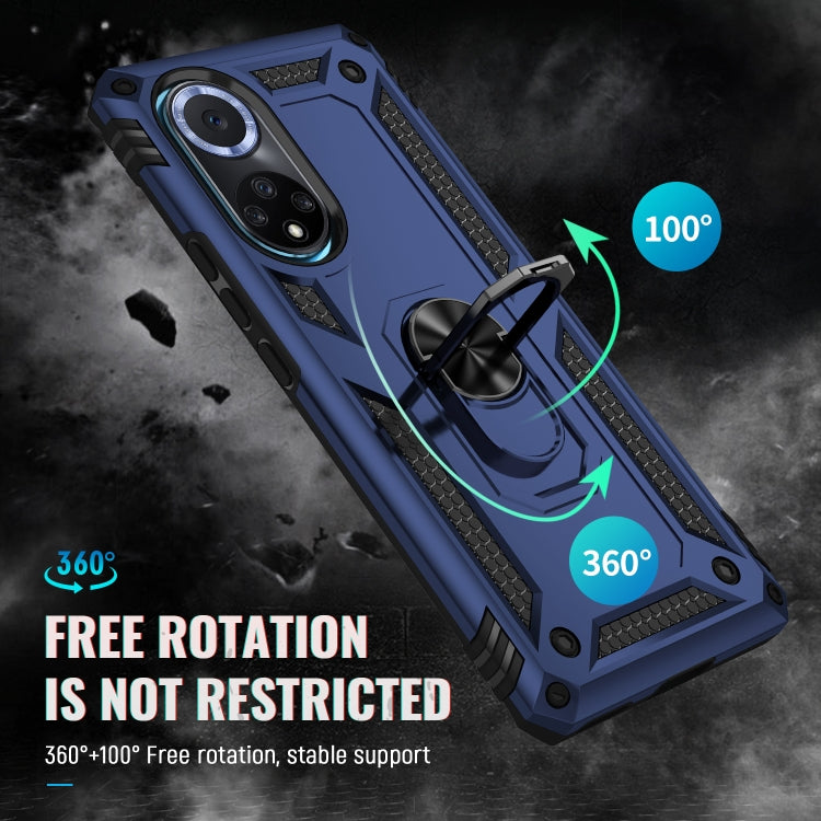 For Huawei nova 9 Shockproof TPU + PC Holder Phone Case(Blue)