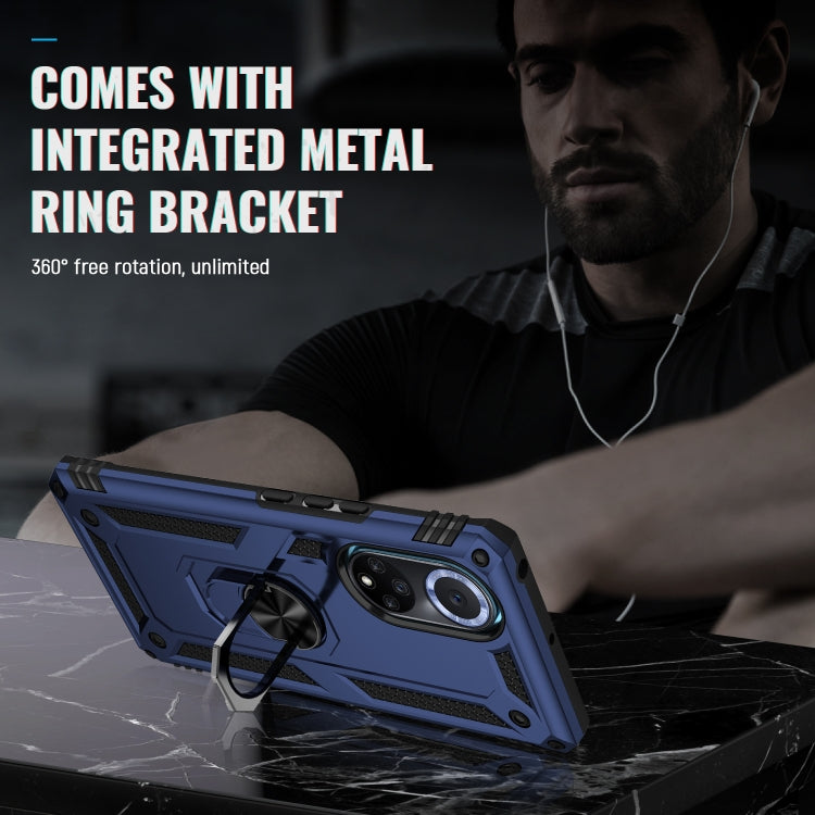 For Huawei nova 9 Shockproof TPU + PC Holder Phone Case(Blue)