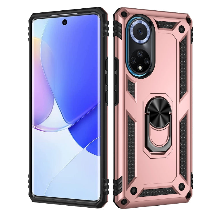 For Huawei nova 9 Shockproof TPU + PC Holder Phone Case(Rose Gold)
