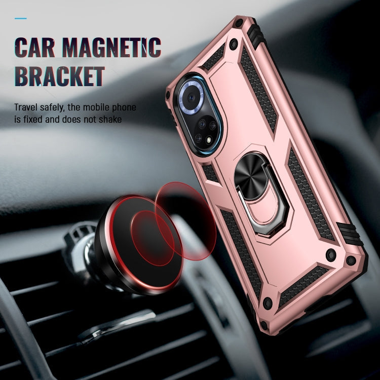 For Huawei nova 9 Shockproof TPU + PC Holder Phone Case(Rose Gold)
