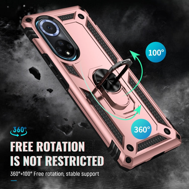 For Huawei nova 9 Shockproof TPU + PC Holder Phone Case(Rose Gold)
