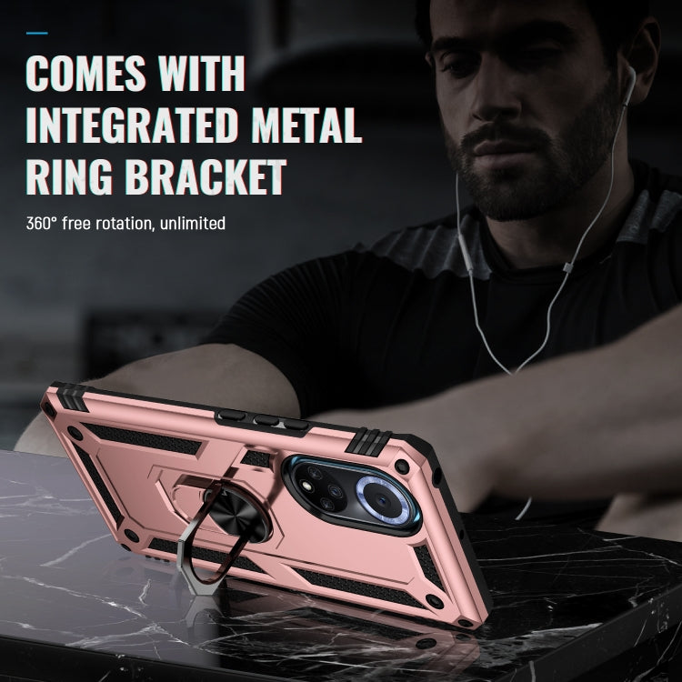 For Huawei nova 9 Shockproof TPU + PC Holder Phone Case(Rose Gold)