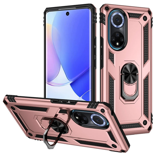 For Huawei nova 9 Shockproof TPU + PC Holder Phone Case(Rose Gold)