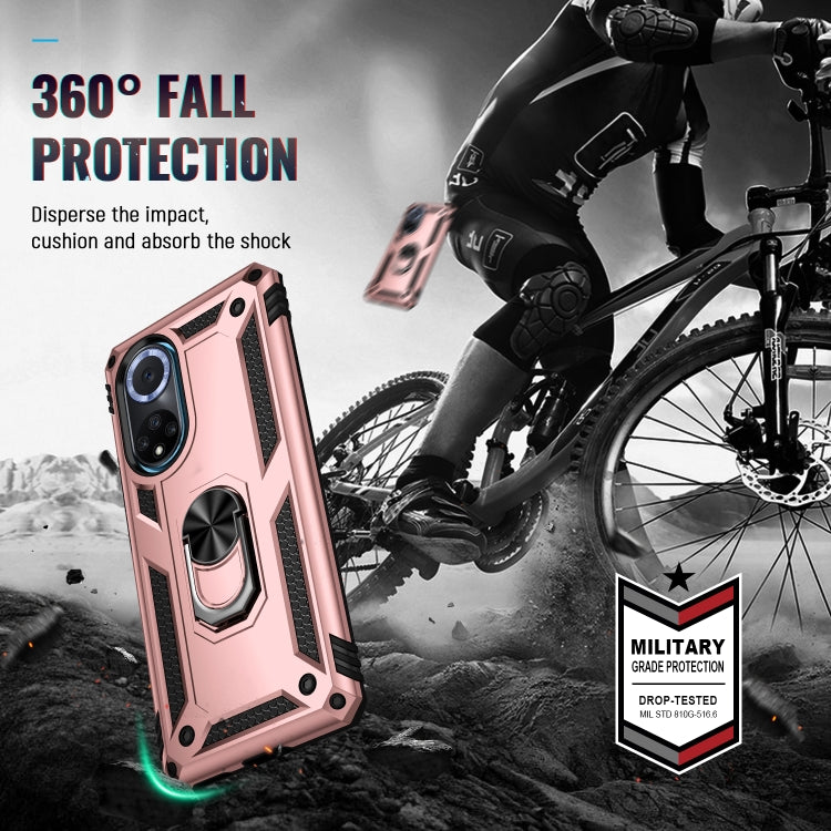 For Huawei nova 9 Shockproof TPU + PC Holder Phone Case(Rose Gold)