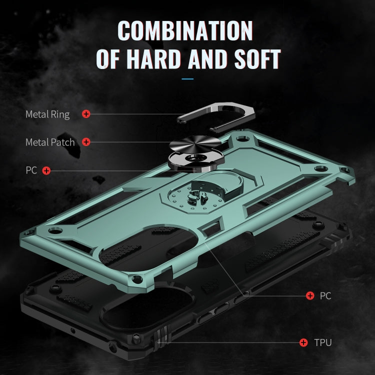 For Huawei nova 9 Shockproof TPU + PC Holder Phone Case(Dark Green)