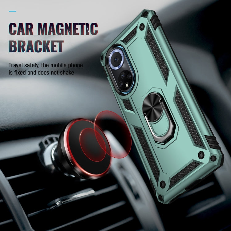 For Huawei nova 9 Shockproof TPU + PC Holder Phone Case(Dark Green)