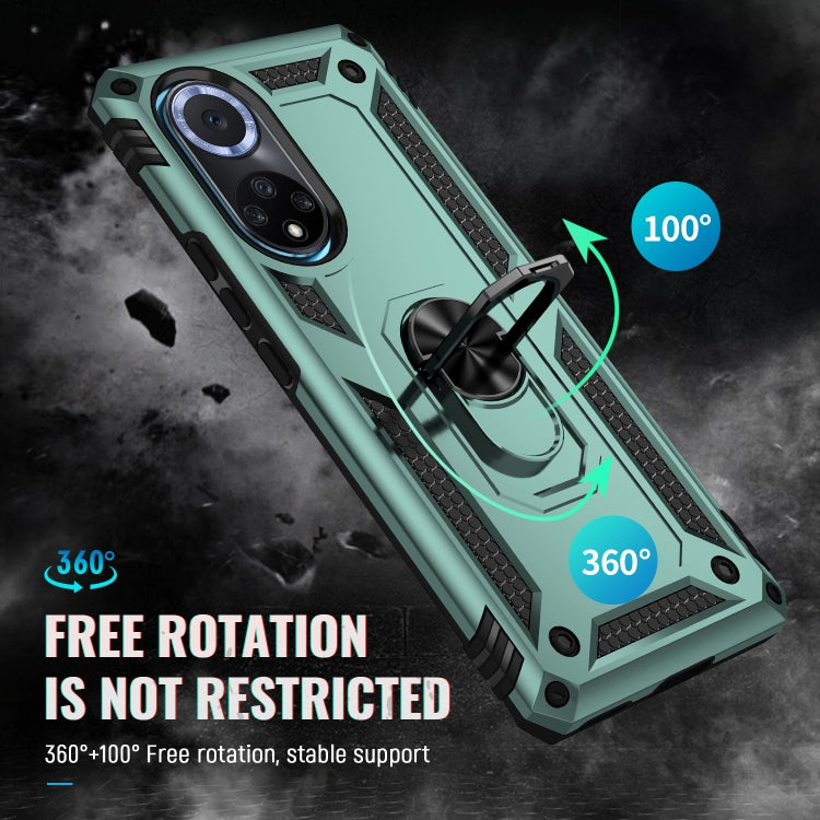 For Huawei nova 9 Shockproof TPU + PC Holder Phone Case(Dark Green)