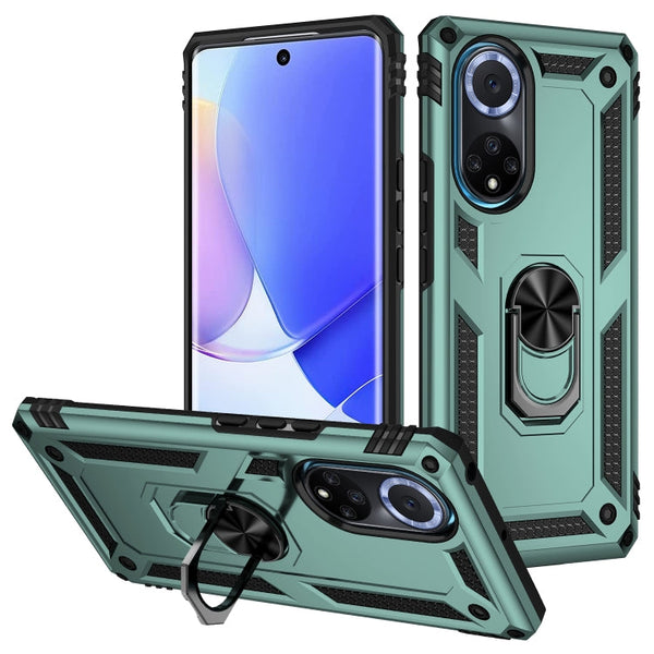 For Huawei nova 9 Shockproof TPU + PC Holder Phone Case(Dark Green)