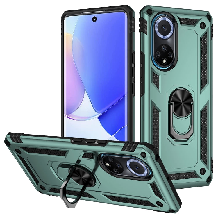 For Huawei nova 9 Shockproof TPU + PC Holder Phone Case(Dark Green)