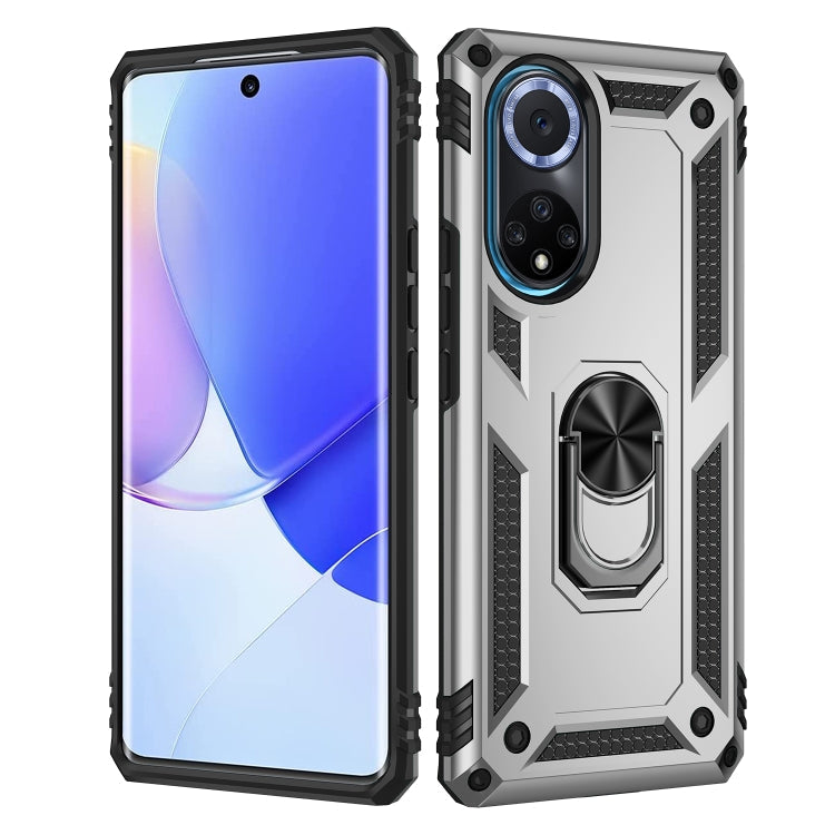 For Huawei nova 9 Shockproof TPU + PC Holder Phone Case(Silver)