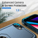 Pioneer Armor Heavy Duty PC + TPU Holder Phone Case For iPhone SE 2022 / SE 2020 / 8 / 7(Blue)
