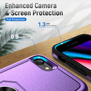 Pioneer Armor Heavy Duty PC + TPU Holder Phone Case For iPhone SE 2022 / SE 2020 / 8 / 7(Purple Black)