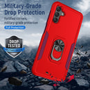 For Samsung Galaxy A13 5G Pioneer Armor Heavy Duty PC + TPU Holder Phone Case(Red)