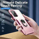 For Samsung Galaxy A52 5G / 4G Pioneer Armor Heavy Duty PC + TPU Holder Phone Case(Pink)