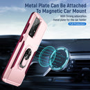 For Samsung Galaxy A52 5G / 4G Pioneer Armor Heavy Duty PC + TPU Holder Phone Case(Pink)