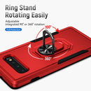 For Samsung Galaxy S10+ Pioneer Armor Heavy Duty PC + TPU Holder Phone Case(Red + Black)