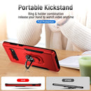 For Samsung Galaxy S10+ Pioneer Armor Heavy Duty PC + TPU Holder Phone Case(Red + Black)