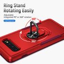For Samsung Galaxy S10+ Pioneer Armor Heavy Duty PC + TPU Holder Phone Case(Red)