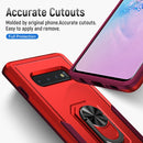 For Samsung Galaxy S10+ Pioneer Armor Heavy Duty PC + TPU Holder Phone Case(Red)