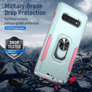 For Samsung Galaxy S10+ Pioneer Armor Heavy Duty PC + TPU Holder Phone Case(Green + Pink)