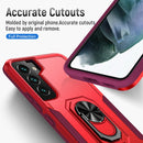 For Samsung Galaxy S22 5G Pioneer Armor Heavy Duty PC + TPU Holder Phone Case(Red)