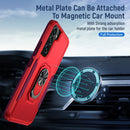 For Samsung Galaxy S22 5G Pioneer Armor Heavy Duty PC + TPU Holder Phone Case(Red)