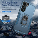 For Samsung Galaxy S22 5G Pioneer Armor Heavy Duty PC + TPU Holder Phone Case(Blue)