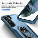 For Samsung Galaxy S22 5G Pioneer Armor Heavy Duty PC + TPU Holder Phone Case(Blue)