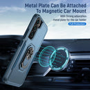 For Samsung Galaxy S22 5G Pioneer Armor Heavy Duty PC + TPU Holder Phone Case(Blue)