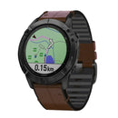 For Garmin Fenix 7 Silicone + Leather Quick Release Watch Band(Coffee)