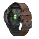 For Garmin Fenix 7 Silicone + Leather Quick Release Watch Band(Coffee)