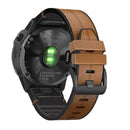 For Garmin Fenix 7 Silicone + Leather Quick Release Watch Band(Brown)