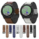 For Garmin Fenix 7 Silicone + Leather Quick Release Watch Band(Brown)