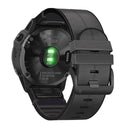 For Garmin Fenix 7X Silicone + Leather Quick Release Watch Band(Black)